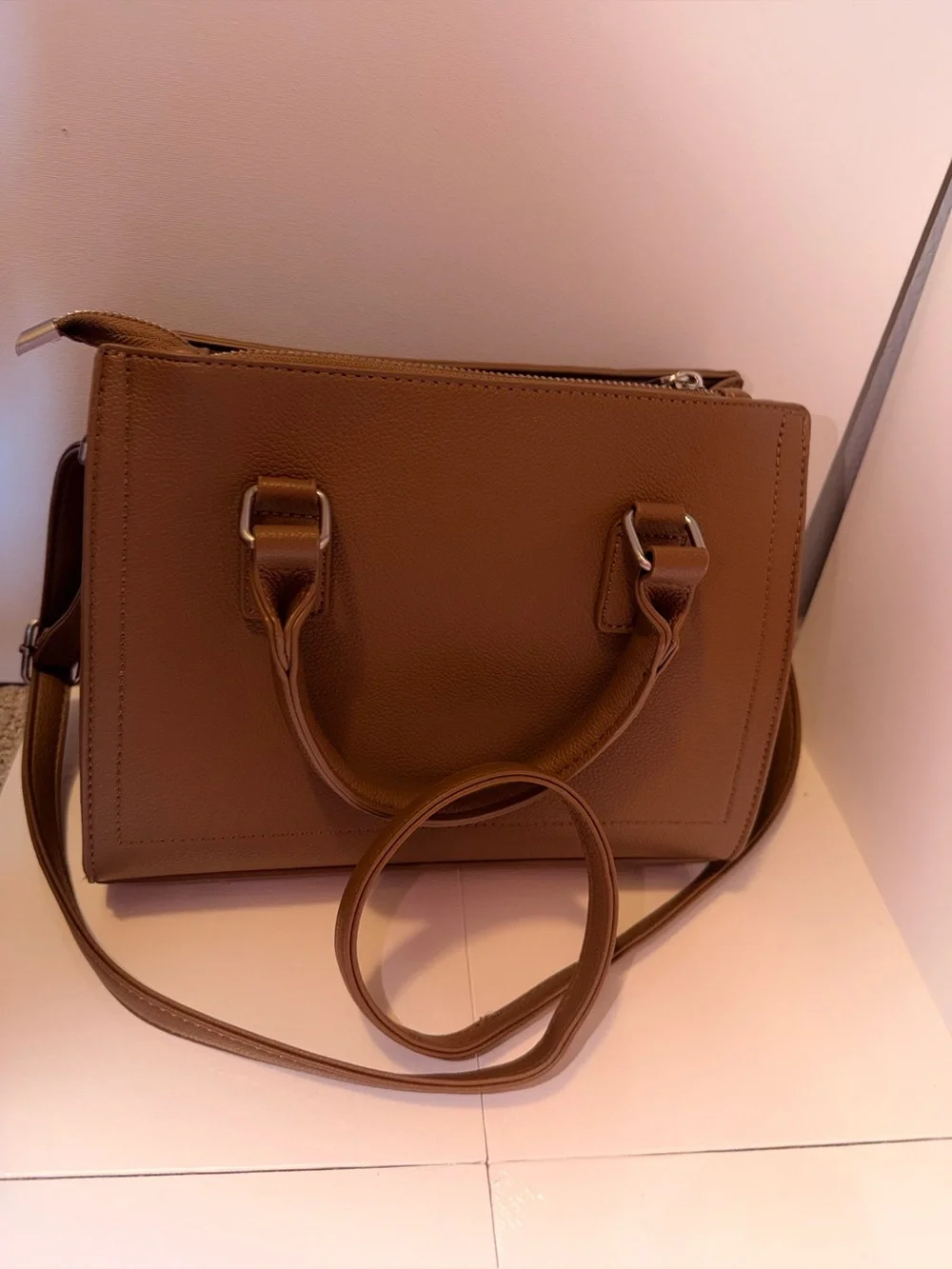 Taupe Structured Top-Handle Women's Bag